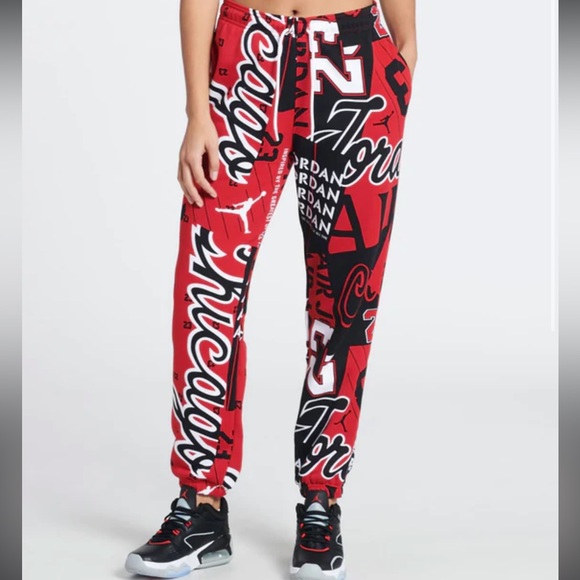 jordan red and black pants